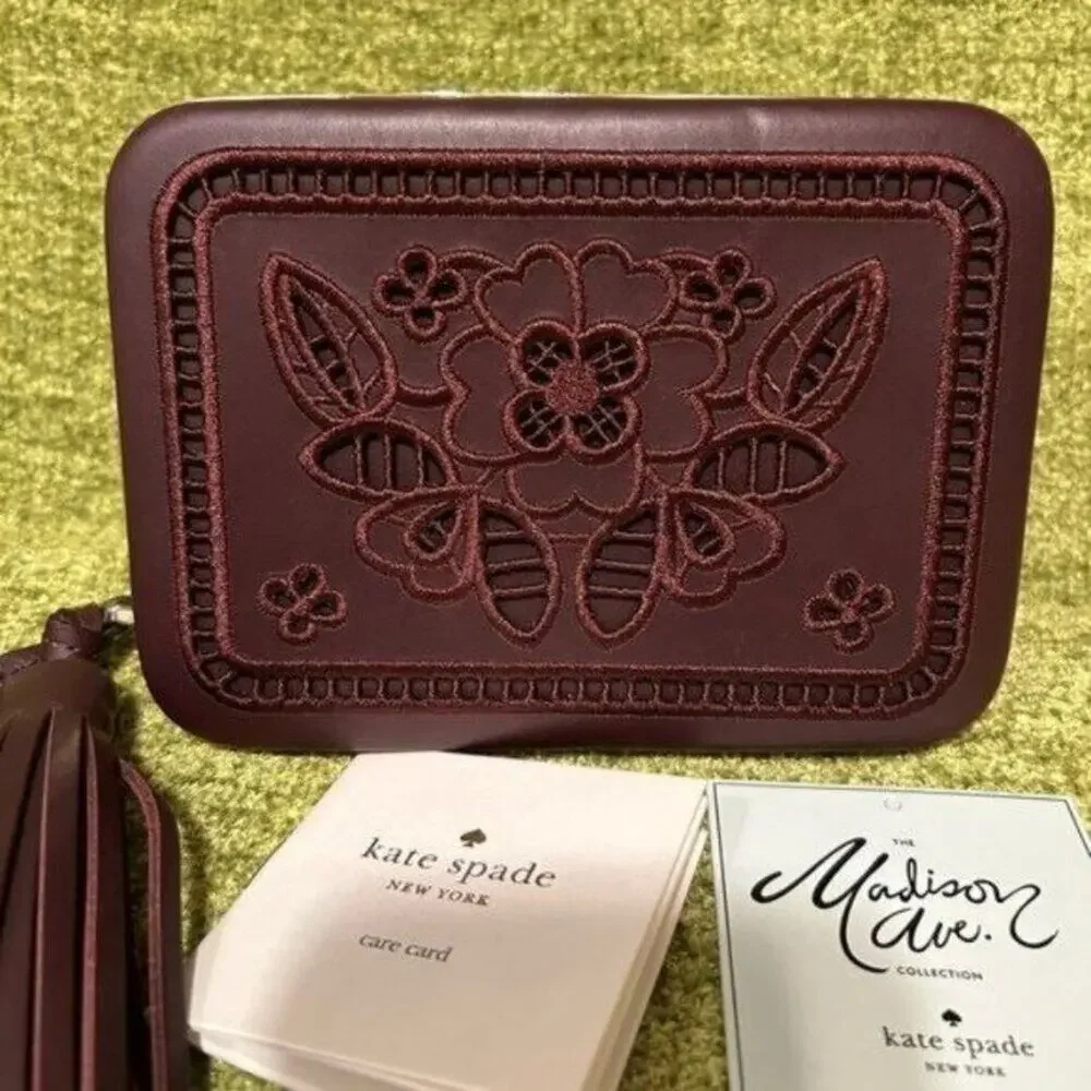 Kate Spade Madison Avenue Woodcrest Lane Zurie Tassel Floral Clutch Bag New